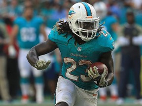 Miami Dolphins running back Jay Ajayi has been on fire the past three games. (GETTY IMAGES)