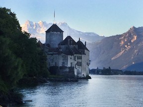 The 10th century Chillon Castle juts out into Lake Geneva in Montreux, the Swiss town where Freddie Mercury and Queen recorded many albums before the singer's death in 1991. CREDIT: Photo by Amanda Loudin for The Washington Post.