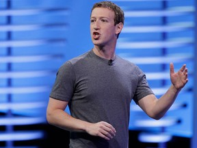 FILE - In this Tuesday, April 12, 2016, file photo, Facebook CEO Mark Zuckerberg delivers the keynote address at the F8 Facebook Developer Conference, in San Francisco. In an interview Thursday, Nov. 10, 2016, with "The Facebook Effect" author David Kirkpatrick, Zuckerberg said the idea that Facebook influenced the outcome of the U.S. election is a "crazy idea."
