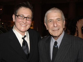 Leonard Cohen, right, and k.d. lang at the Canadian Songwriters Hall of Fame welcome dinner in Toronto. (Postmedia Network files)