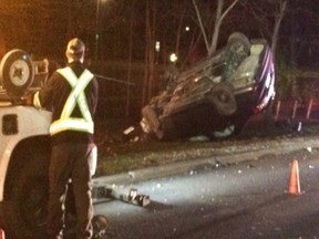 Paramedics responded to a single-car rollover on Colonel By Drive and Rosedale Avenue early Saturday morning. Ottawa Paramedic Service
