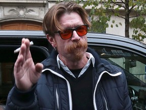 Jesse Hughes of Eagles of Death Metal arrives near the Bataclan concert hall in Paris on Nov. 13, 2016, for a ceremony to mark the first anniversary of the Paris terror attacks. (JOEL SAGET/AFP/Getty Images)