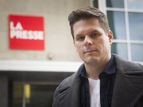 La Presse journalist Patrick Lagace outside the main St Laurent building on Friday November 4, 2016. La Presse revealed earlier in the week that Montreal police had tracked Lagace’s cellphone calls and text messages during an internal police investigation. The force also monitored his whereabouts using his phone's GPS. (Pierre Obendrauf/Postmedia Network)