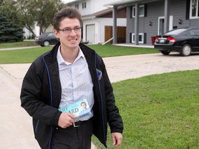 St. Boniface Coum. Matt Allard campaigns prior to his election in 2014. (Brian Donogh/Winnipeg Sun/Postmedia Network)