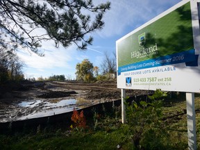 Work is underway to provide services for a new subdivision in London on Commissioners Road East beside the Highland Country Club. (MORRIS LAMONT, The London Free Press)