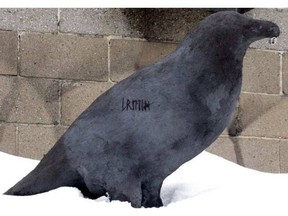 A sculpture of a raven similar to this one was stolen from outside artist Christopher Griffin's studio at the intersection of Kent Street and Gladstone Avenue sometime Saturday. HANDOUT
