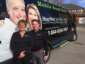 John and Kathleen Tiede, co-owners of Hear Well Be Well, recently launched a mobile hearing aid clinic to serve their customers.  HANK DANISZEWSKI/THE LONDON FREE PRESS