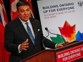 Finance Minister Charles Sousa talks economic outlook and fiscal review at Queen's Park on Monday, November 14, 2016. (Dave Thomas/Toronto Sun)