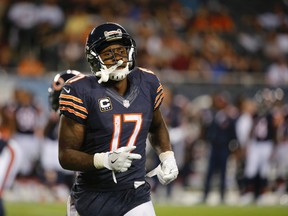 The NFL suspended Bears receiver Alshon Jeffery four games without pay for violating the league's policy on performance-enhancing substances. (Charles Rex Arbogast/AP Photo/File)