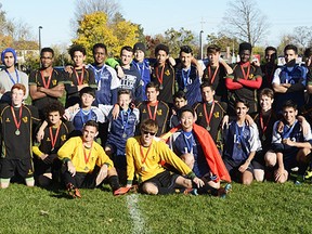 The CISAA gold-medal senior boys soccer team from Albert College.