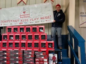 Unveiling some of the equipment that was generously donated by the Canadian Tire Jumpstart Charities program.