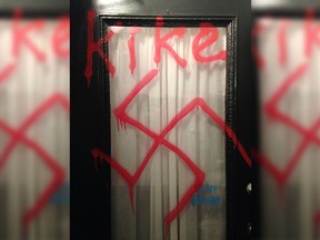 Anti-semitic graffiti found on Rabbi Anna Maranta's door.