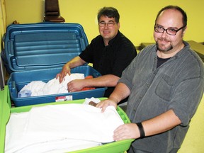 Paul Arsenault, left, and Eric Schmiedl, at Old St. Paul's Anglican Church in Woodstock. (Sentinel-Review file photo)