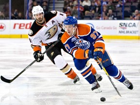 Expect to see this a lot in the Tuesday game in Anaheim as Ducks forward Ryan Kesler will likely be shadowing Connor McDavid all night. (The Canadian Press)