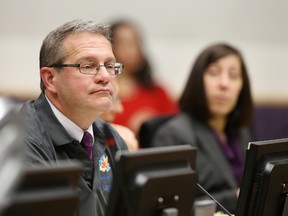 City manager Art Zuidema listens during a debate at City Hall in London, Ont. on Tuesday November 15, 2016. (CRAIG GLOVER, The London Free Press)