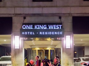 A man is dead after an accident in an elevator shaft at 1 King Street West early Tuesday evening (Victor Biro photo)