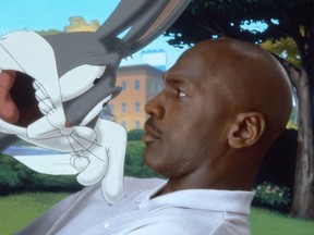 Michael Jordan and Bugs Bunny in a scene from Space Jam. (Courtesy of Warner Bros.)