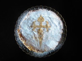 Tarta de Santiago, a Galician speciality, is a thin, gluten-free almond cake that has been made since the Middle Ages. It is typically served dusted with icing sugar and marked with the Cross of Saint James.
(Supplied photo)