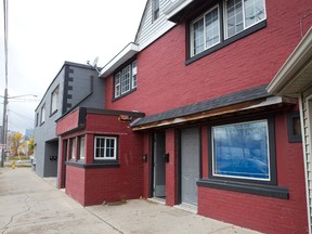 An exterior view of 96 Hamilton Rd., where a man was taken to hospital after an attempt to produce a concentrated form of marijuana known as shatter caused an explosion in a bathroom Monday. (CRAIG GLOVER, The London Free Press)