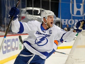 Lightning centre Steven Stamkos suffered an injury to his right leg against the Red Wings on Tuesday night. (Julie Jacobson/AP Photo)