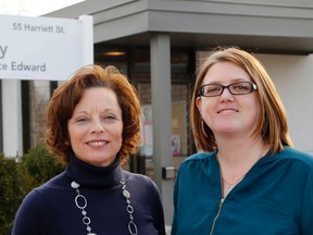 Luke Hendry/The Intelligencer
The United Way of Hastings and Prince Edward's Judi Gilbert, left, and Amy Watkins stand outside their Harriett Street office Wednesday.