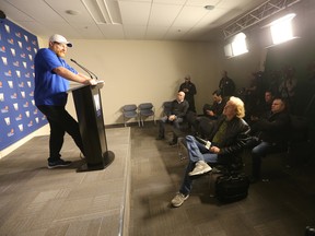 Mike O'Shea spoke to media on Wednesday, three days after the Bombers were eliminated from the playoffs in B.C. (CHRIS PROCAYLO/WINNIPEG SUN)