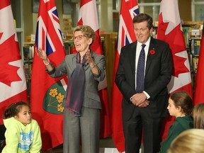 Ontario Premier Kathleen Wynne and Toronto Mayor John Tory announcing photo radar in school zones , at Northlea Public School in Leaside, on November 10, 2016. (Stan Behal/Postmedia Network)