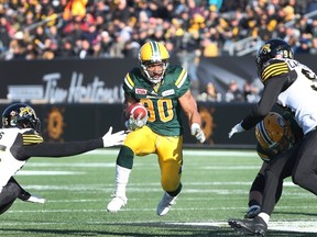 John White was absent from Wednesday's practice at Commonwealth Stadium but he is expected to start Sunday against the RedBlacks. (The Canadian Press)