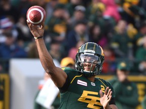 It appeared James Franklin could be called on to lead the Eskimos against the RedBlacks Sunday after Mike Reilly left the Hamilton game holding a hurt left wing. (Ed Kaiser)