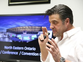 Sudbury Wolves owner Dario Zulich makes a presentation at The Sudbury Star on November 16, 2016. He outlined plans for a new events centre, casino, hotel and motorsport park. Gino Donato/Sudbury Star