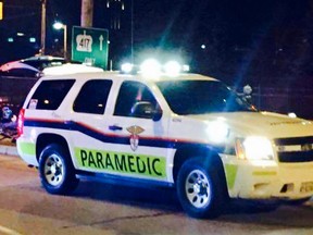 Paramedics at the scene at Laurier Avenue and Nicholas street.