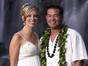 This 2008 file image released by TLC, shows Jon Gosselin, right, and his wife Kate Gosselin, from the TLC series "Jon & Kate Plus 8," in Hawaii.  (AP Photo/TLC, Mark Arbeit)