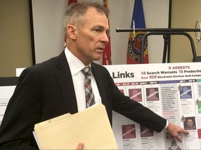 Hamilton police Det. Sgt. Dave Dunbar outlines allegations against eight men and women in Ontario after a seven-year-old Hamilton girl was sexually abused and sold for sex on Craigslist.