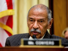 In this May 24, 2016, file photo, Rep. John Conyers, D-Mich., ranking member on the House Judiciary Committee, speaks on Capitol Hill in Washington during a hearing. Police in Houston say they're searching for Conyers' son after he was reported missing this week. Twenty-one-year-old Carl Conyers, a student at the University of Houston, was last seen Tuesday by his roommate. (AP Photo/Andrew Harnik, File)