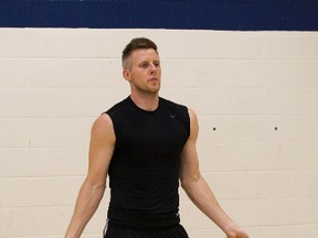 Troy Gottselig skips rope during London Lightning practice in London, Ont. on Thursday November 17, 2016. (DEREK RUTTAN, The London Free Press)