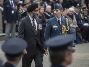 Minister of National Defence Harjit Sajjan at the Remembrance Day ceremony at the Victory Square cenotaph in Vancouver, November 11, 2016. (Jason Payne/Postmedia Network)