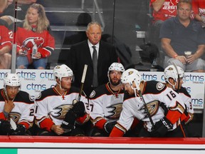 Randy Carlyle finds himself back behind the Ducks bench five years after being fired by the team. (Getty Images)