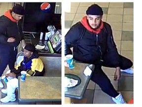 Images of two suspects in the theft of poppy boxes in Ajax (police handout)