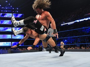 World Wrestling Entertainment superstar Dolph Ziggler in action against The Miz. WWE SmackDown Live comes to Kingston on Monday. (Courtesy of World Wrestling Entertainment)