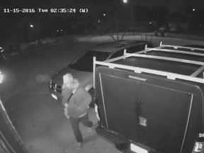 Surveillance camera image of a suspected thief in Mississauga on Tuesday, Nov. 15, 2016.