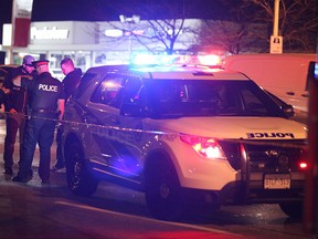 Toronto Police investigate a fatal shooting near Eglinton Ave. E. and Sloane Ave. on Nov. 18, 2016. (John Hanley/Special to the Toronto Sun)