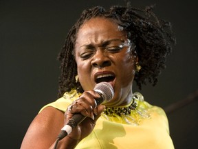 In this March 19, 2010 file photo, Sharon Jones and the Dap-Kings perform at the SPIN Party at Stubb's during the South by Southwest music festival in Austin, Texas. (Jay Janner/Austin American-Statesman via AP, File)