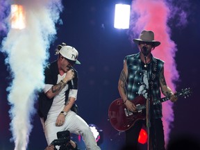 Florida Georgia Line perform at Rogers Place in Edmonton to a sold out audience on November 17, 2016. FGL are vocalists Tyler Hubbard(white hat) and Brian Kelley. Photo by Shaughn Butts / Postmedia