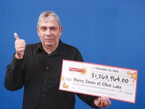 Barry Jones, Elliot Lake’s newest millionaire, recently picked up his winnings at the OLG Prize Centre in Toronto.