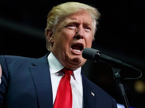 In this Nov. 4, 2016 file photo, Donald Trump speaks during a campaign rally in Hershey, Pa.  (AP Photo/Evan Vucci, File)