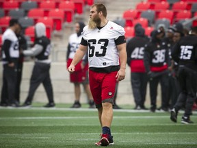 The Ottawa Redblacks had a walk through practice at TD Place Saturday November 19, 2016 a day ahead of the CFL's semi final game. Redblacks #63 Jon Gott on the field during the walk through practice. Ashley Fraser/Postmedia