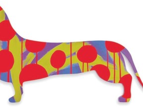 Winnie, internationally acclaimed graphic artist Andrew Lewis? wiener-dog, is his `number one? muse and part of a new exhibition of his work opening Tuesday at Westland Gallery in Wortley Village and continuing until Dec. 24.  This acrylic on wood piece functions as either wall art or a coffee table.