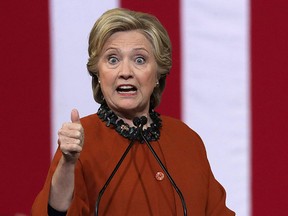 Democratic presidential candidate Hillary Clinton speaks during a campaign event at the Lawrence Joel Veterans Memorial Coliseum in Winston-Salem, N.C., in this Oct. 27, 2016 file photo. (Alex Wong/Getty Images)