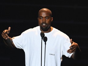 Kanye West performs on stage during the 2016 MTV Video Music Awards on August 28, 2016 at Madison Square Garden in New York. West was reportedly hospitalized Monday. (JEWEL SAMAD/AFP/Getty Images)