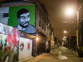 A mural depicting the singer Drake at 18 Croft St. in Toronto on Monday November 21, 2016. (Ernest Doroszuk/Toronto Sun)